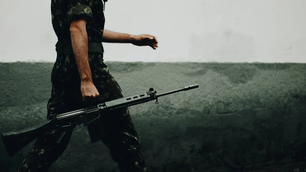 Soldier Holding Gun